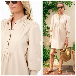 Tuckernuck Pomander Place Khaki Claiborne Long Sleeve Dress